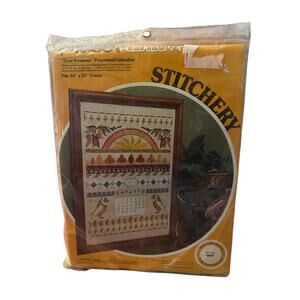Vintage 1970s Stitchery Four Seasons Perpetual Calendar Needlepoint Kit 16 x 22"
